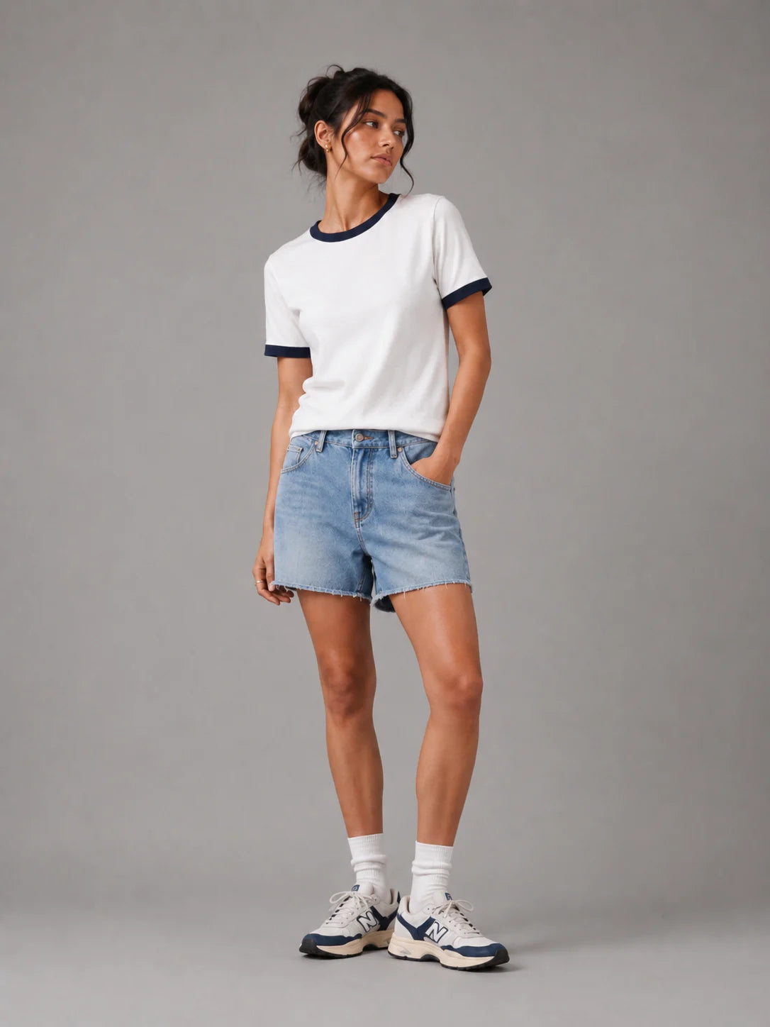 The Ringer Tee: White and Navy