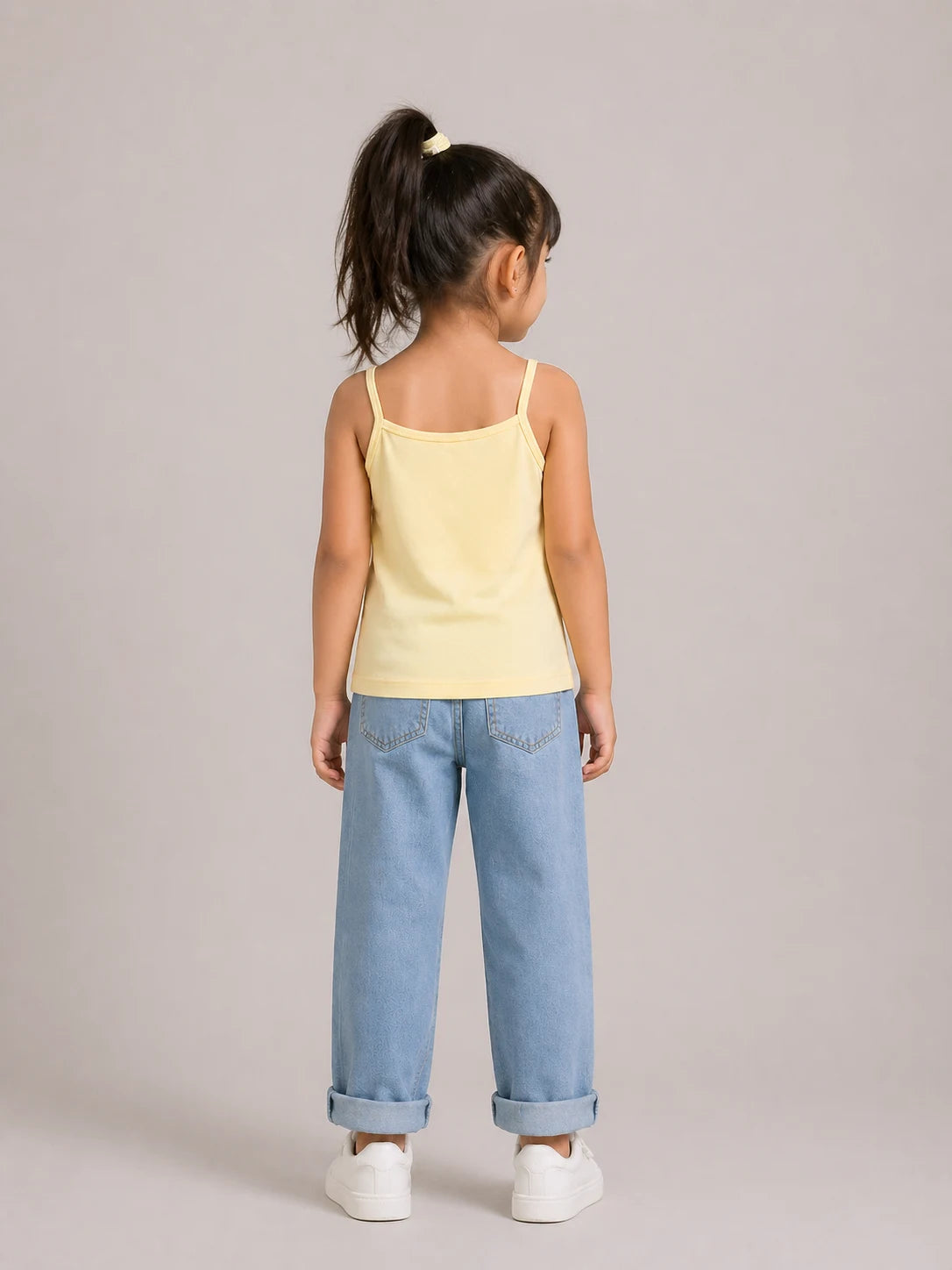 Girls Spaghetti top: Pastel Yellow