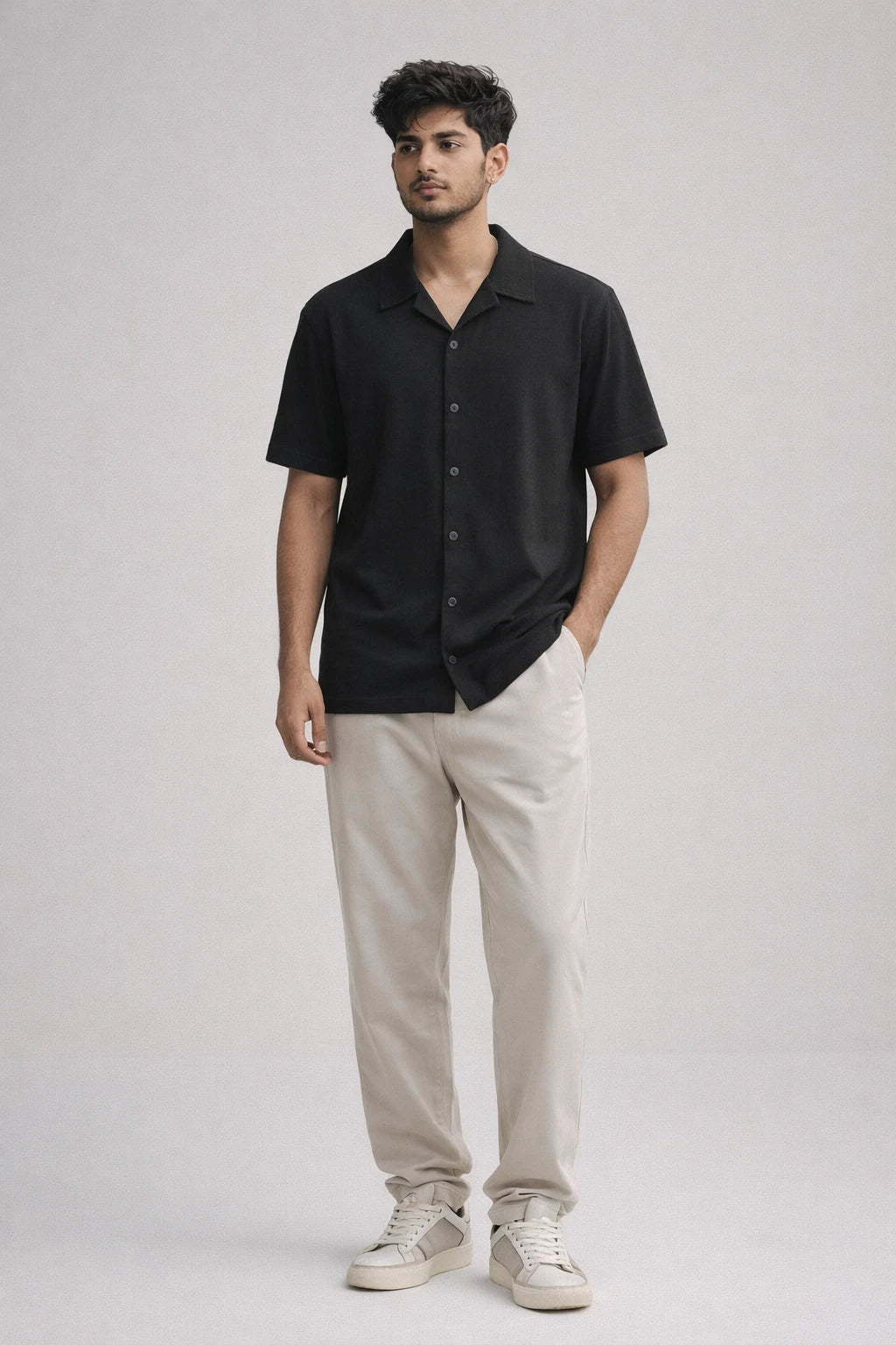 Black Resort Collar Shirt