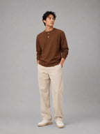 Mens Henley tee Brown - Shop For Asha