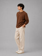 Mens Henley tee Brown - Shop For Asha