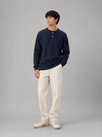 Mens Henley tee Navy - Shop For Asha