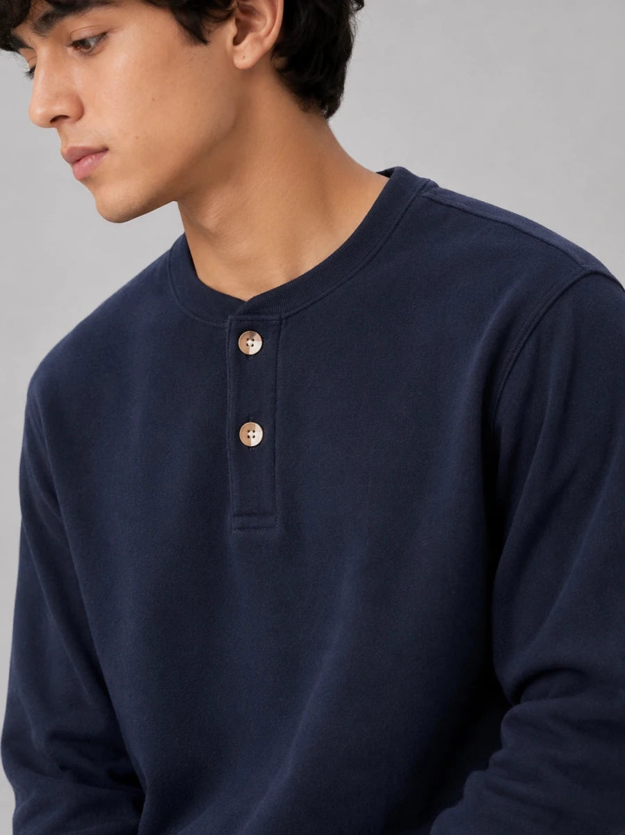 Mens Henley tee Navy - Shop For Asha