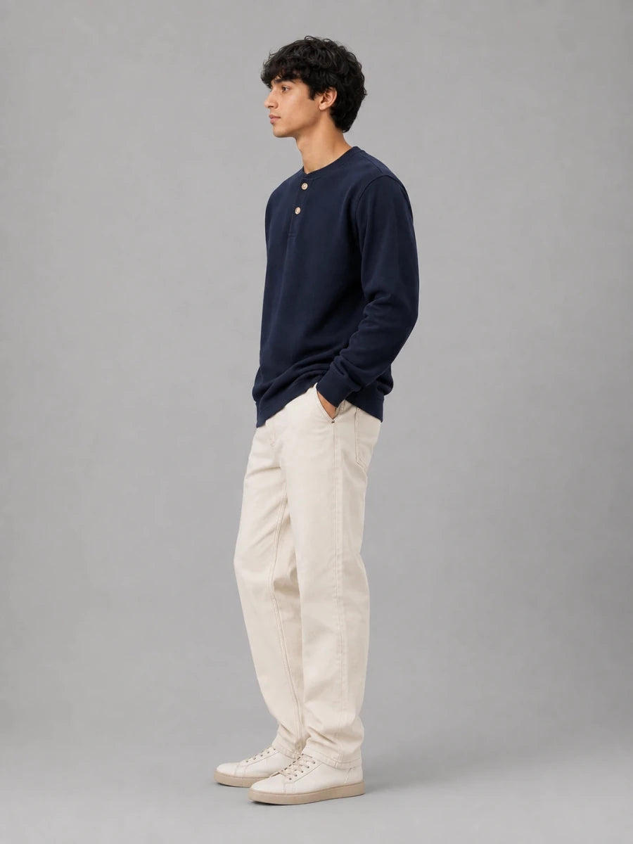 Mens Henley tee Navy - Shop For Asha