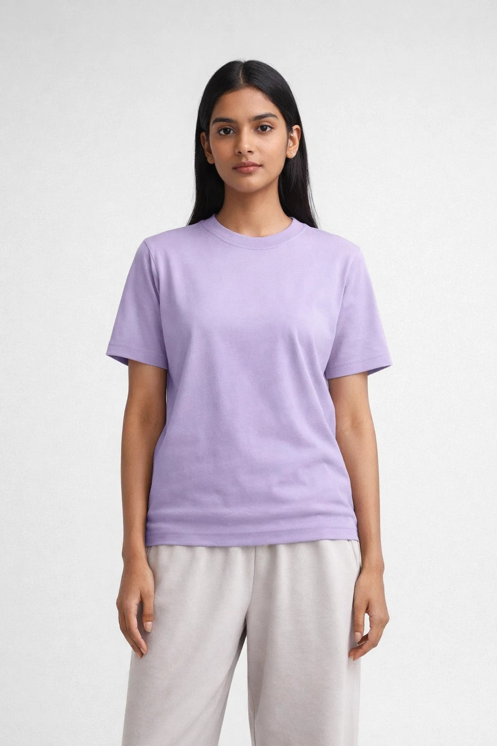 lilac crew neck womens t shirt