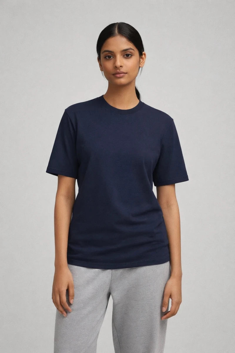 Navy Crew Neck T-Shirt - Shop For Asha