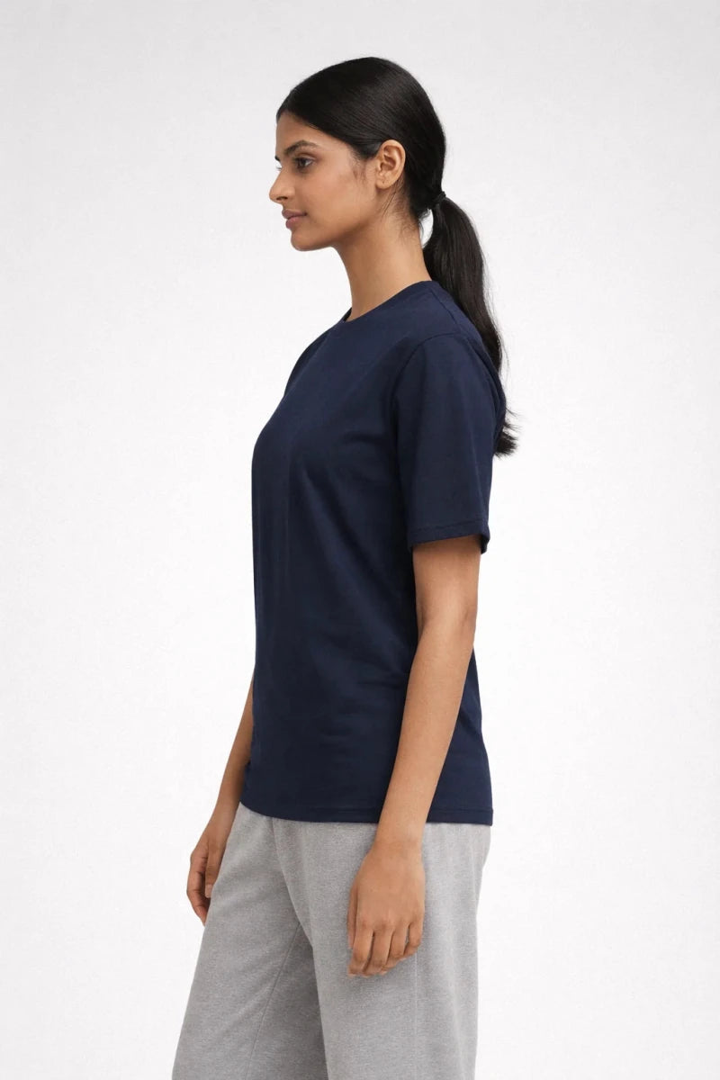Navy Crew Neck T-Shirt - Shop For Asha