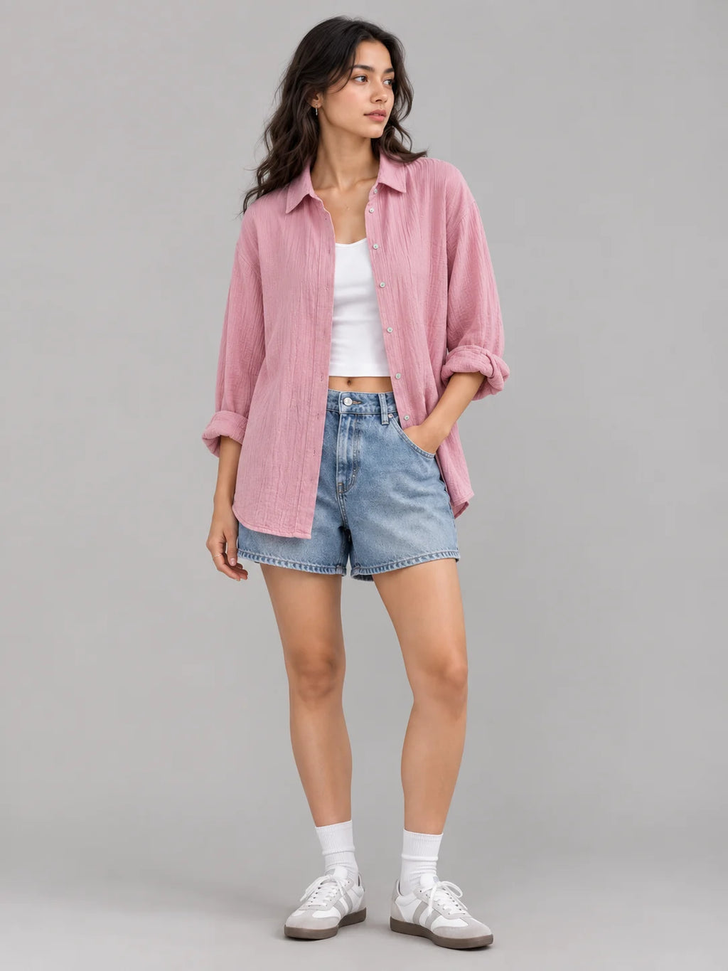 The Everyday Crinkle Shirt: Dusty Rose