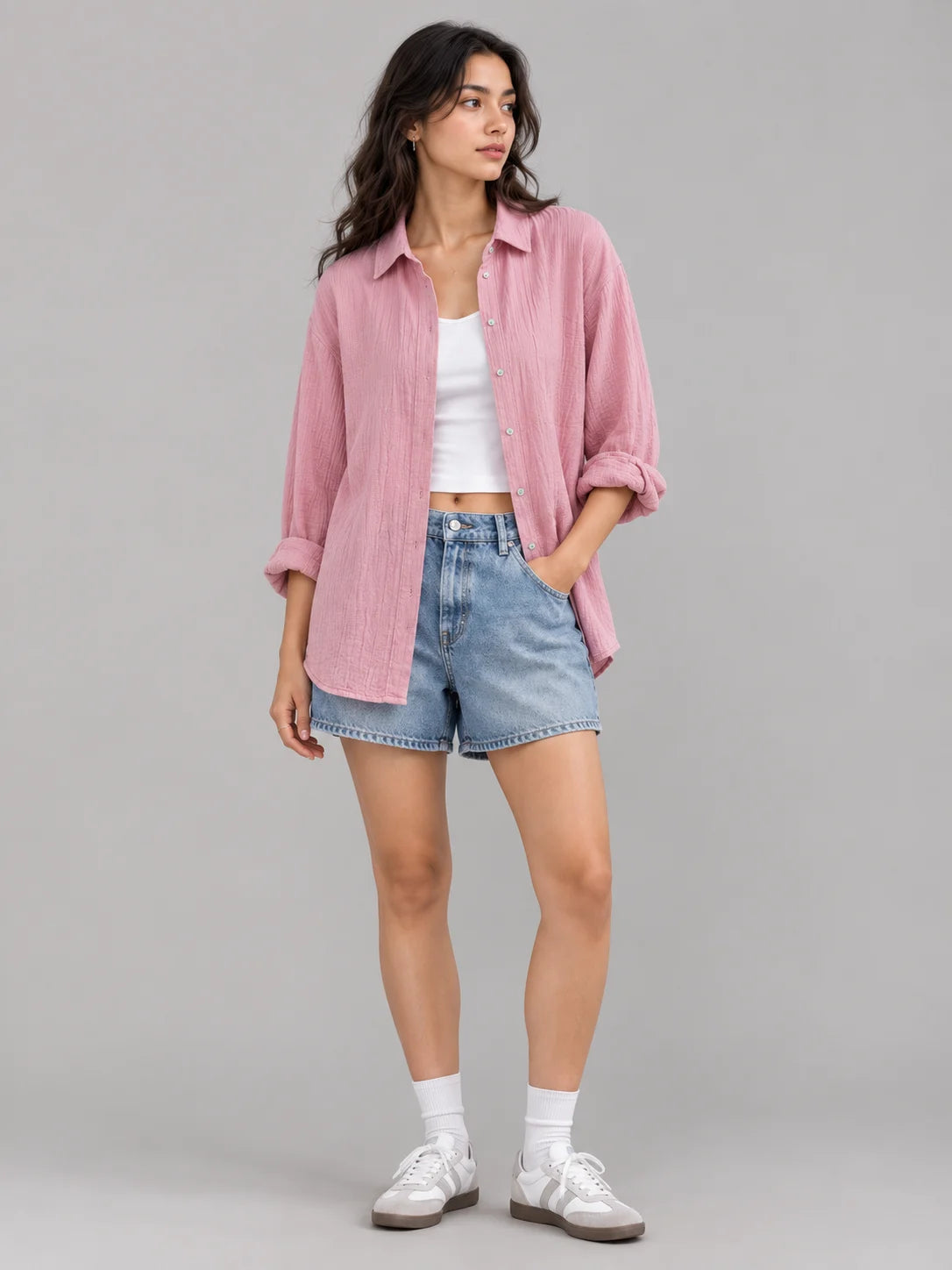 The Everyday Crinkle Shirt: Dusty Rose