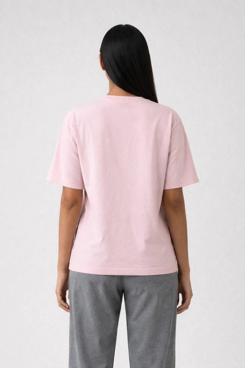 Peachy Pink Crew Neck T-Shirt - Shop For Asha