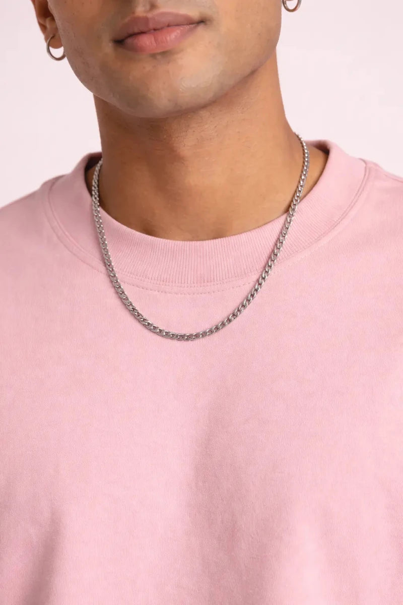 Peachy Pink Oversize Fit Crew Neck T-shirt with Patch Pocket - Shop For Asha