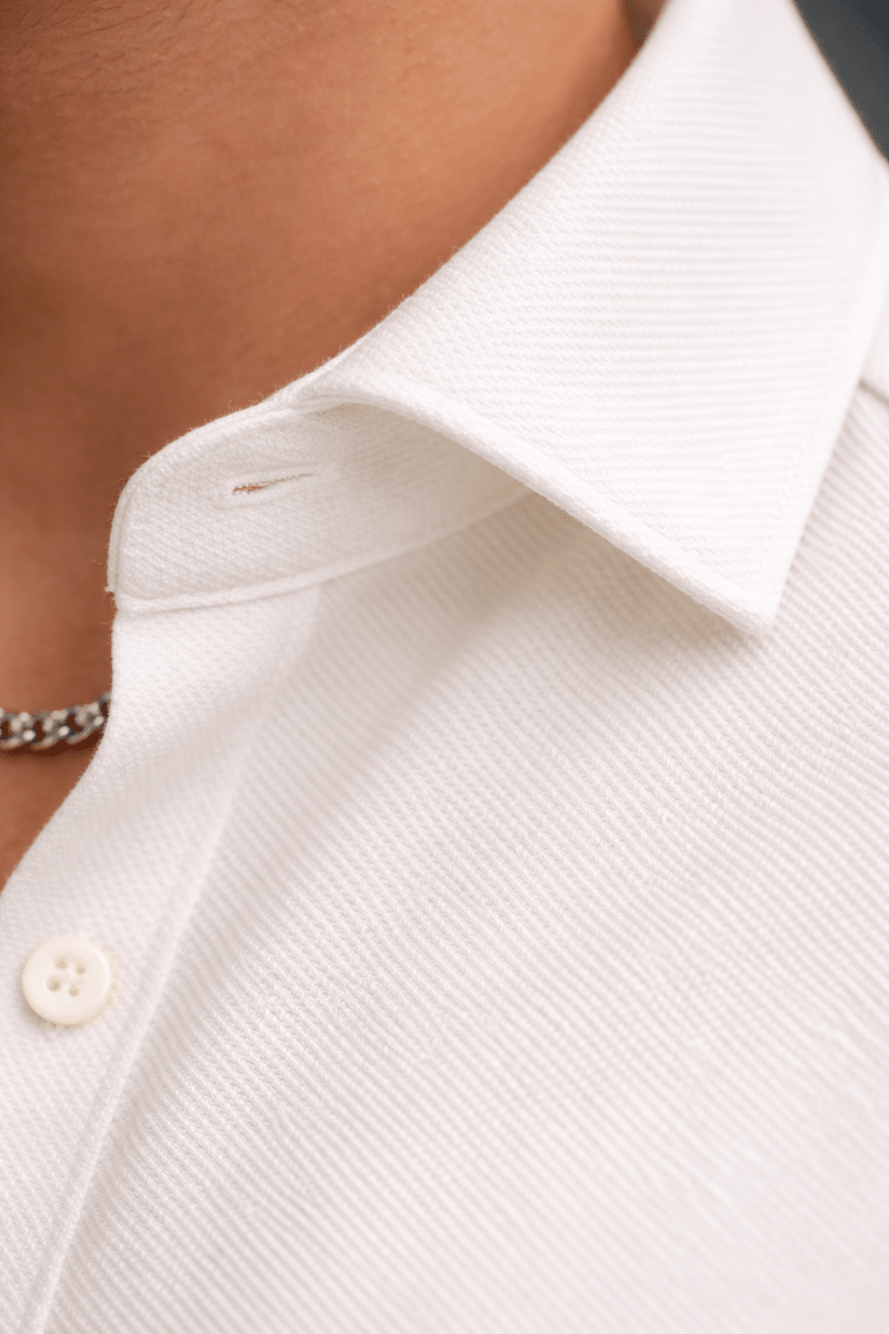 Peal White 100% Cotton Piqué Raglan Sleeve Formal Shirt - Shop For Asha
