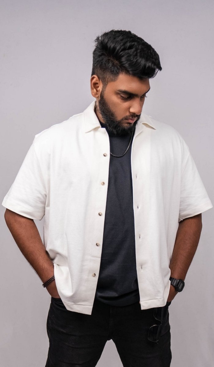 Pearl White Resort Collar Shirt - Shop For Asha