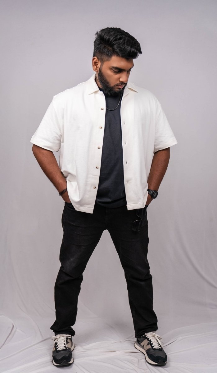 Pearl White Resort Collar Shirt - Shop For Asha