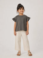 Girls Flutter Sleeve Top: Grey