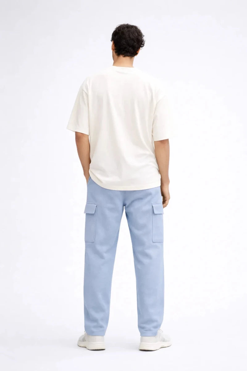 Powder Blue Cargo Track Pants - Shop For Asha
