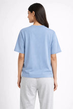 Powder Blue Crew Neck T-Shirt - Shop For Asha