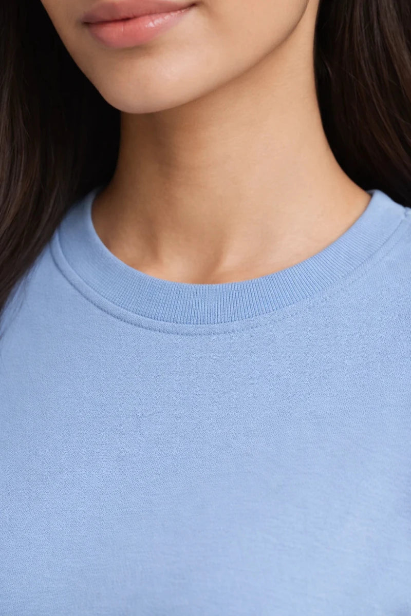 Powder Blue Crew Neck T-Shirt - Shop For Asha