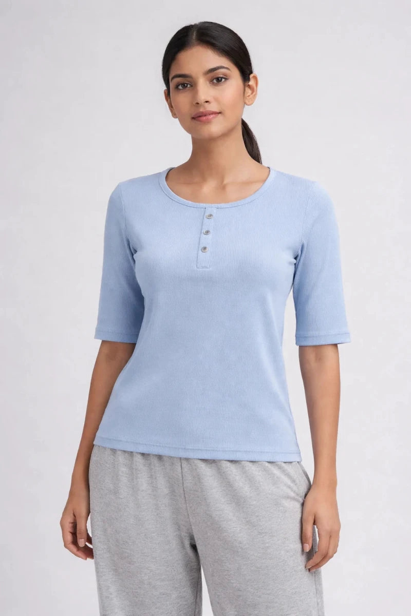 Powder Blue Scoop neck top - Shop For Asha
