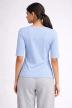 Powder Blue Scoop neck top - Shop For Asha