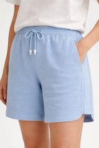 Powder Blue shorts with Coconut white T-shirt - Shop For Asha