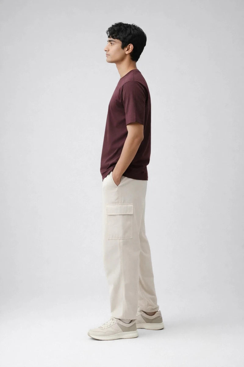 Relaxed Fit T-shirt: Burgundy - Shop For Asha