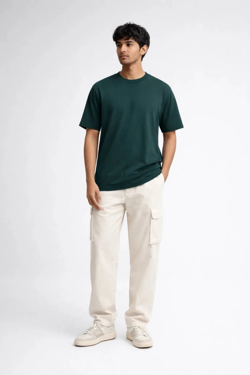Relaxed Fit T-shirt: Rain Forest Green - Shop For Asha