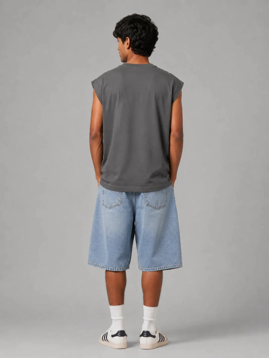 Relaxed Fit Vest: Grey - Shop For Asha