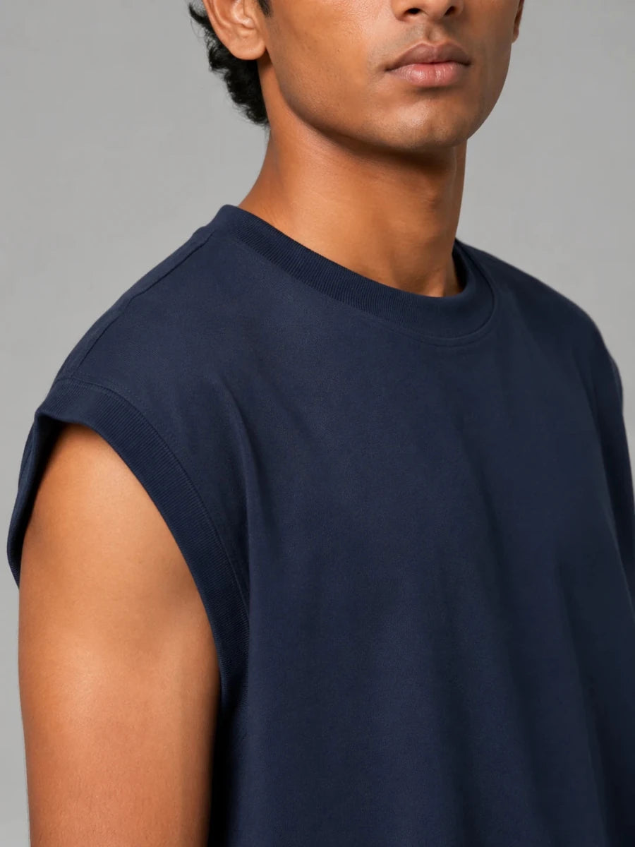 Relaxed Fit Vest: Navy - Shop For Asha