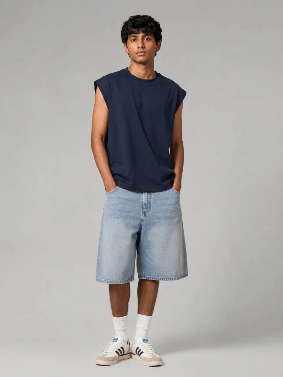 Relaxed Fit Vest: Navy - Shop For Asha