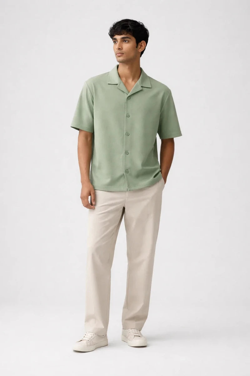 Resort Collar Shirt: Sage Green - Shop For Asha