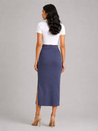 Rib Midi Skirt: Crown Blue - Shop For Asha