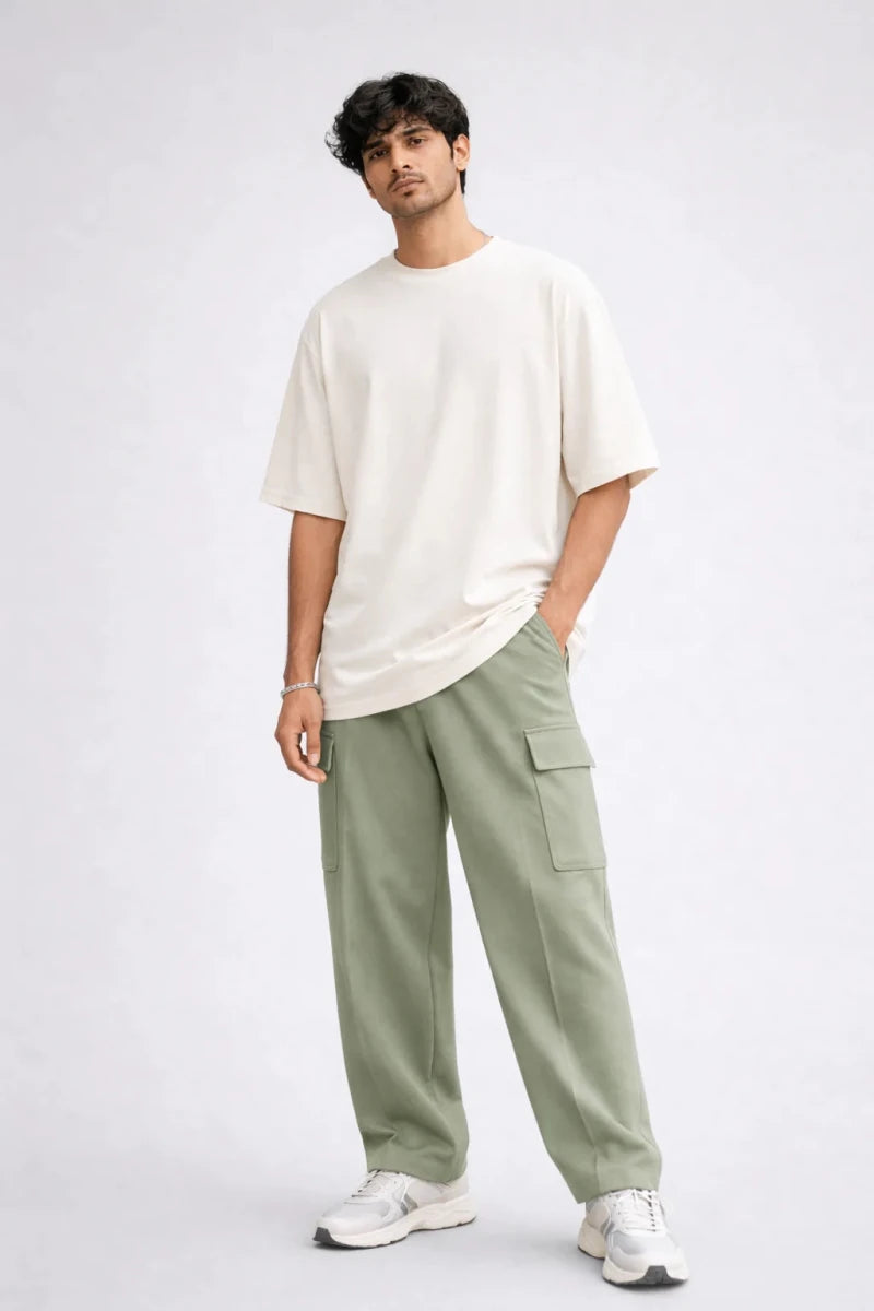 Sage Green Cargo Track Pants - Shop For Asha