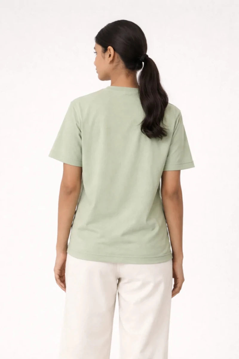 Sage Green Crew Neck T-Shirt - Shop For Asha