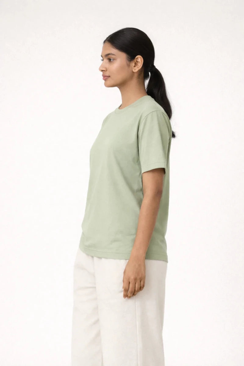 Sage Green Crew Neck T-Shirt - Shop For Asha