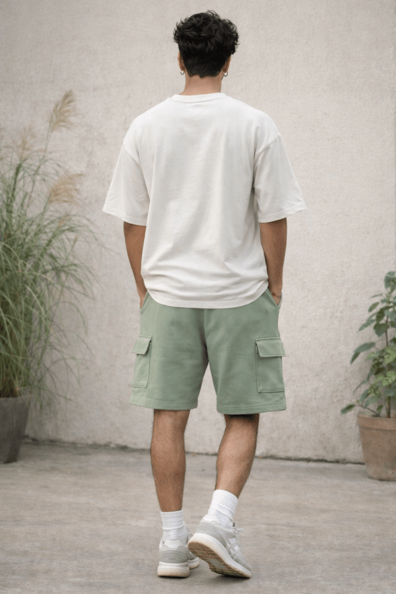 Sage Green French Terry Cargo Shorts - Shop For Asha
