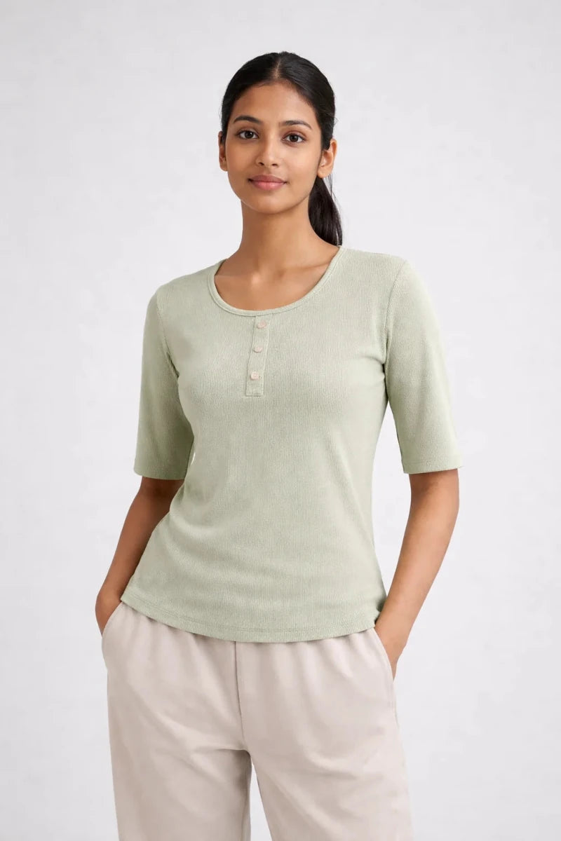 Sage Green Scoop neck top - Shop For Asha