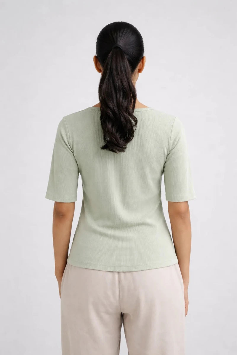 Sage Green Scoop neck top - Shop For Asha