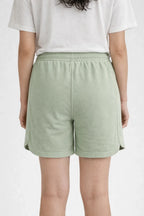 Sage Green shorts with Coconut white T-shirt - Shop For Asha
