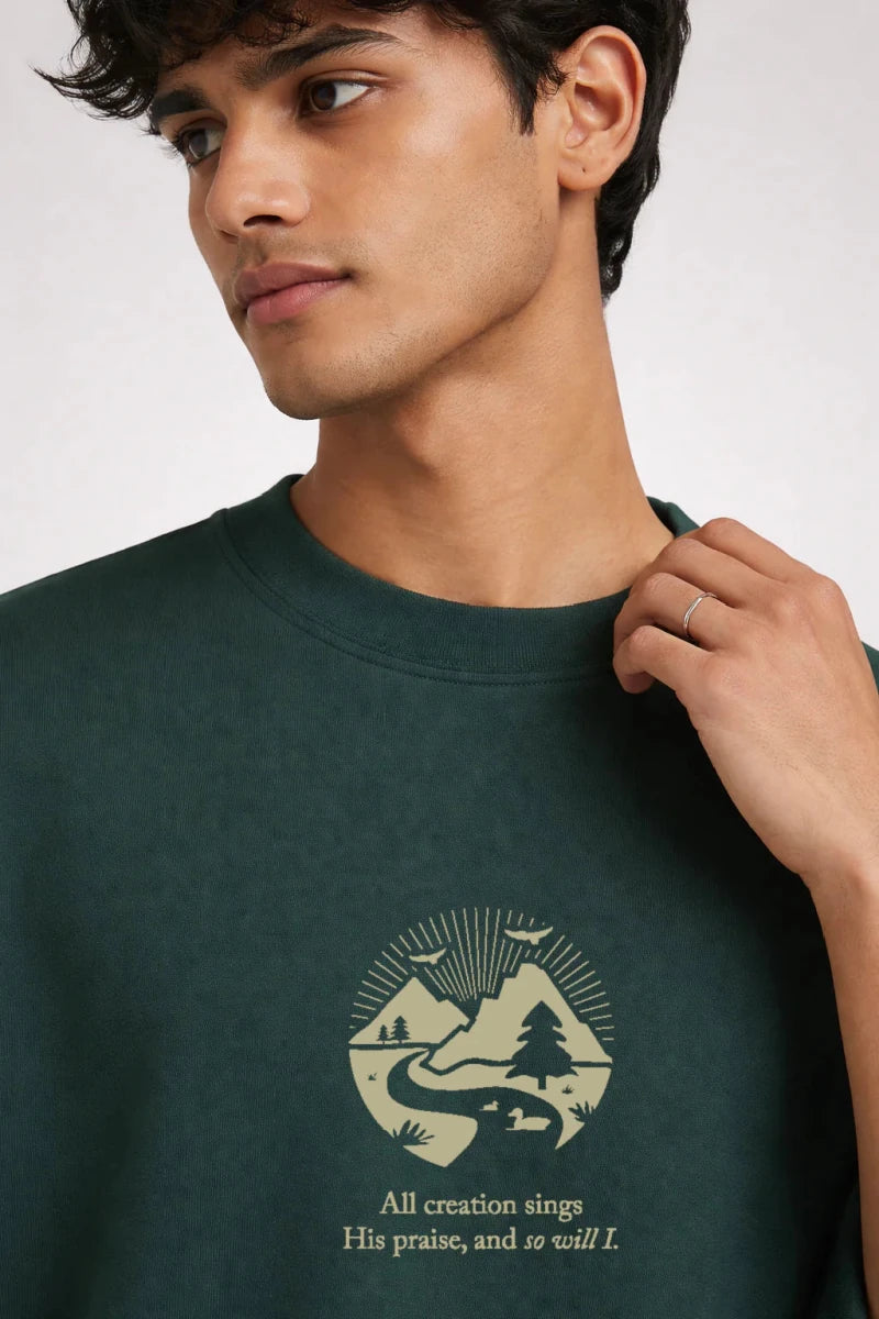 So Will I Box Fit T-Shirt | Forest Green / White - Shop For Asha