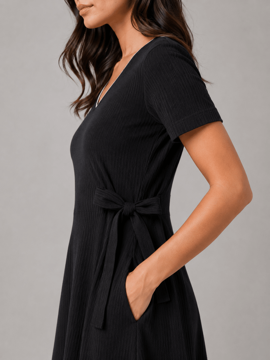 The Everyday A-Line Dress with sleeve: Black - Shop For Asha