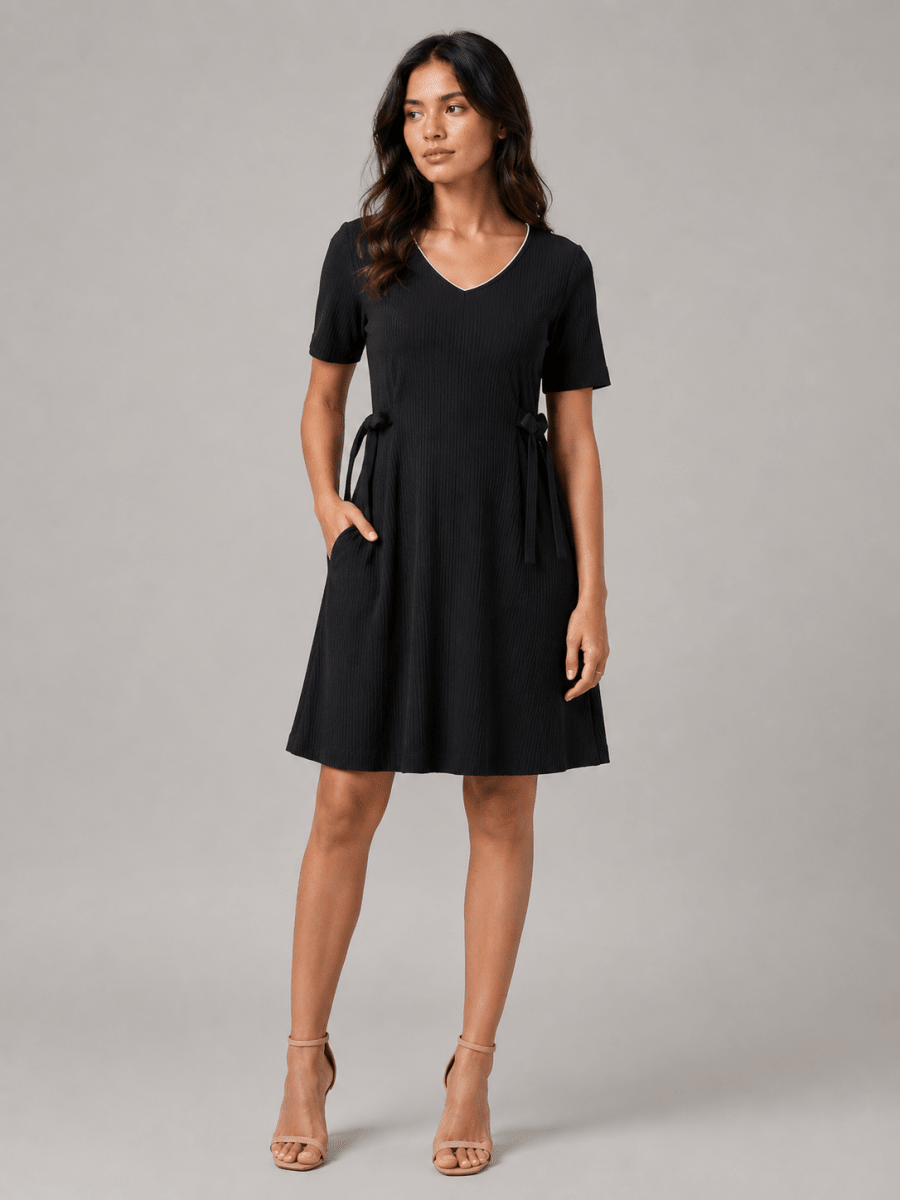 The Everyday A-Line Dress with sleeve: Black - Shop For Asha