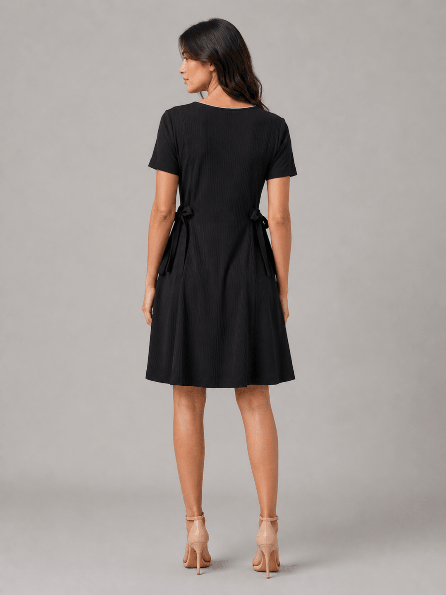 The Everyday A-Line Dress with sleeve: Black - Shop For Asha