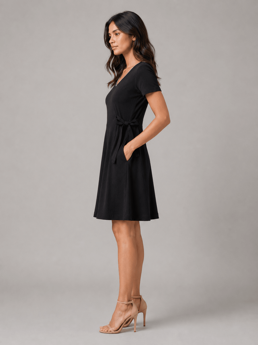 The Everyday A-Line Dress with sleeve: Black - Shop For Asha