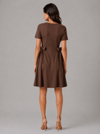 The Everyday A-Line Dress with sleeve: Brown - Shop For Asha