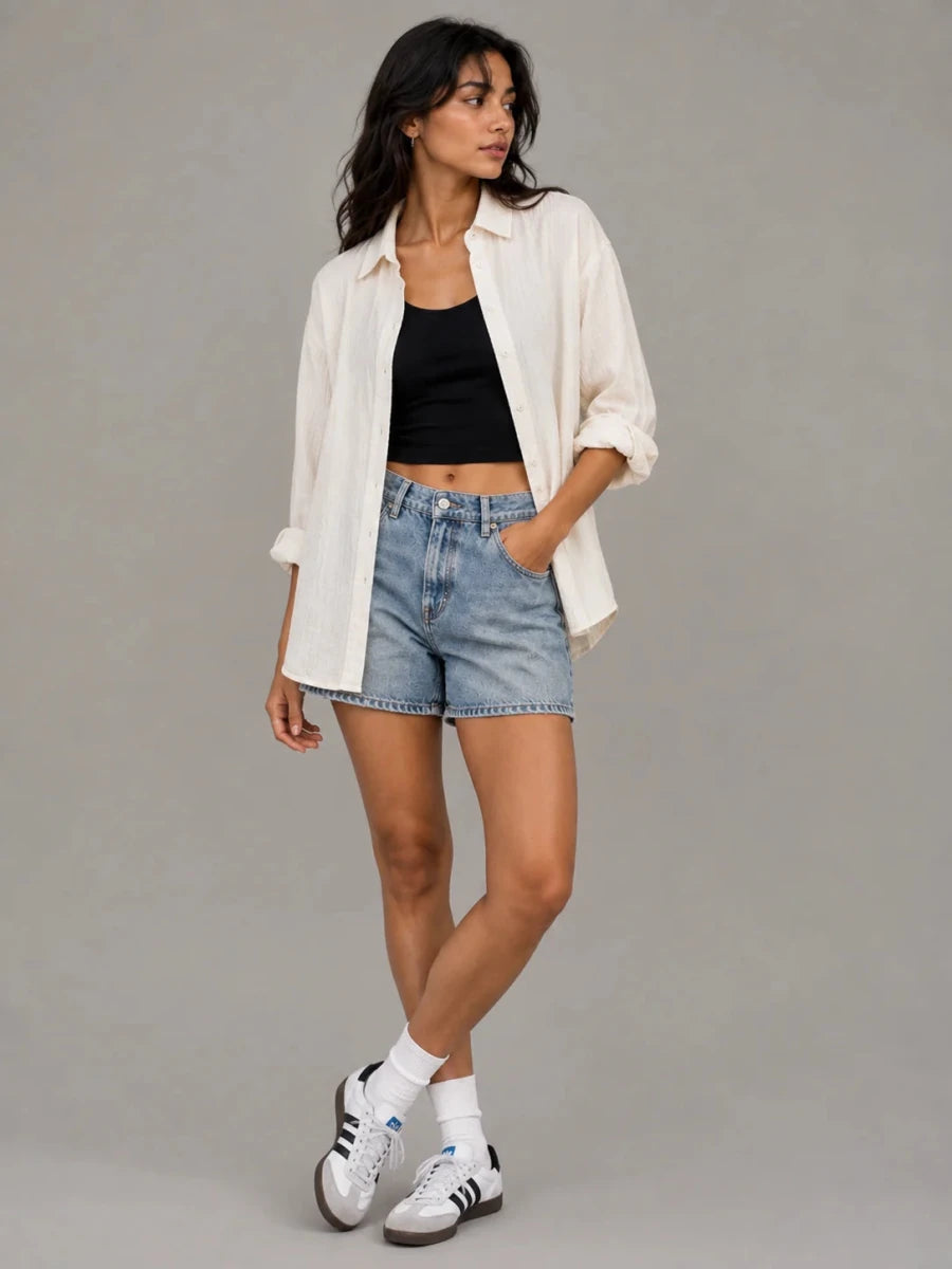 The Everyday Crinkle Shirt: Coconut White - Shop For Asha