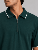 The Refined Zip Polo: Forest Green - Shop For Asha