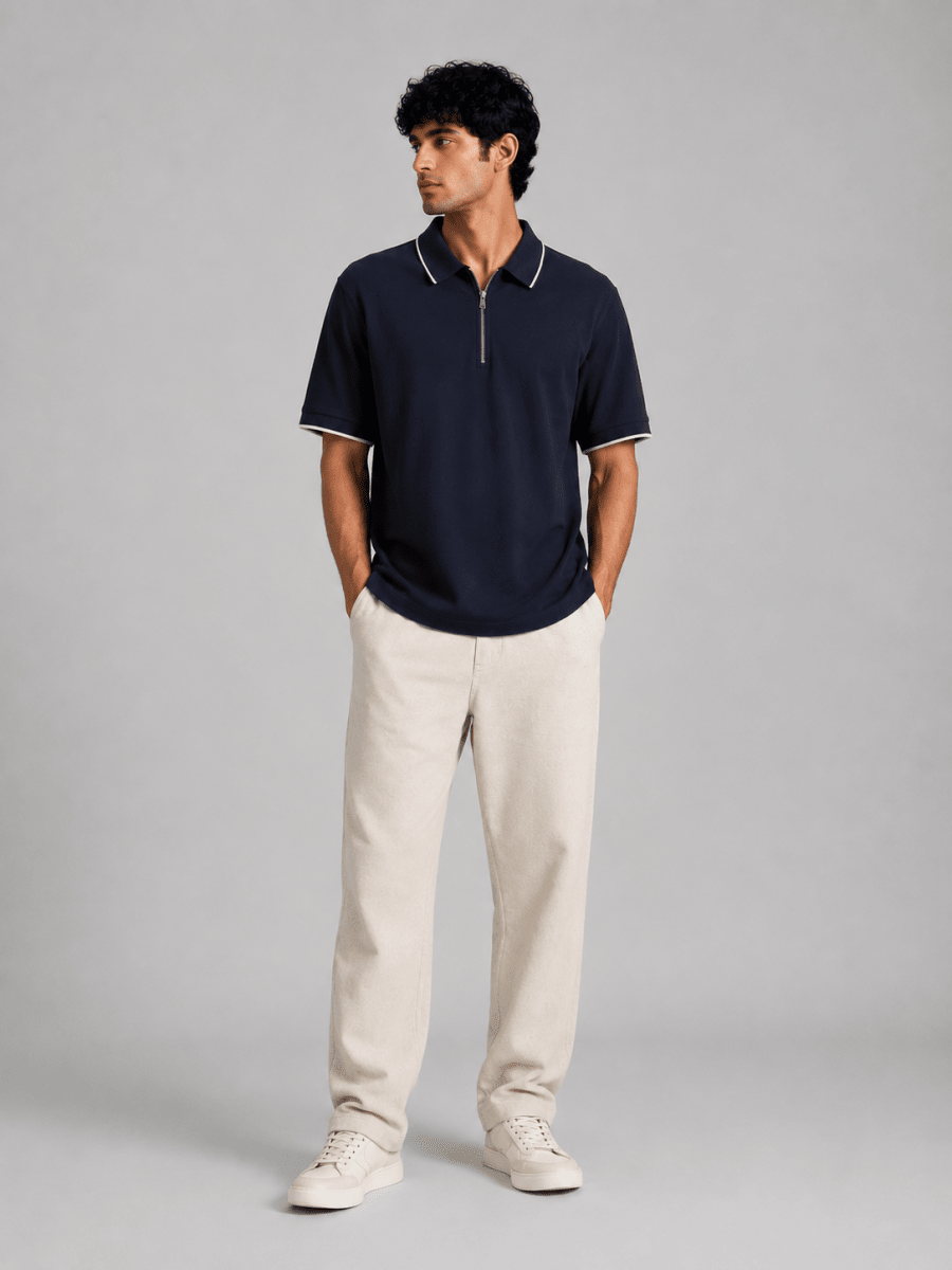 The Refined Zip Polo: Navy - Shop For Asha