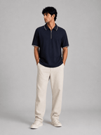 The Refined Zip Polo: Navy - Shop For Asha