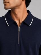 The Refined Zip Polo: Navy - Shop For Asha